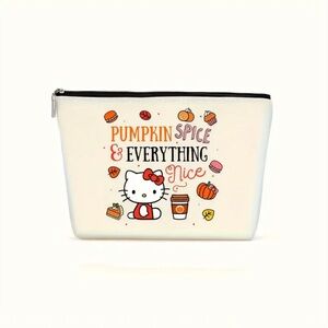 NWT Sanrio hello kitty pumpkin spice fall makeup cosmetic bag!